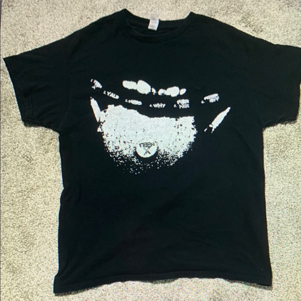 Black Graphic T-Shirt with White Design